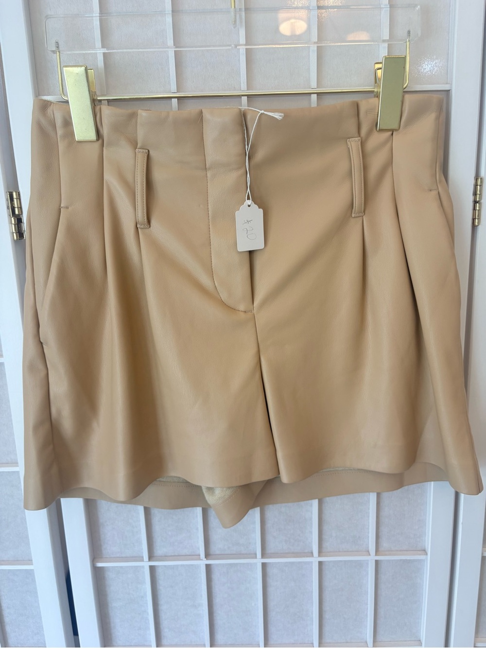 Express Beige High-Waist Faux Leather Shorts